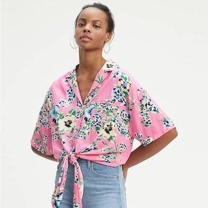 Levi’s Hawaiian tropical tie front cropped Clover Shirt